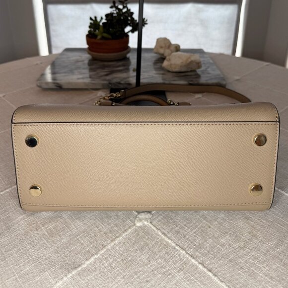 Michael Kors Sylvia Satchel Shoulder Bag - Beige Taupe Leather - Picture 11 of 16